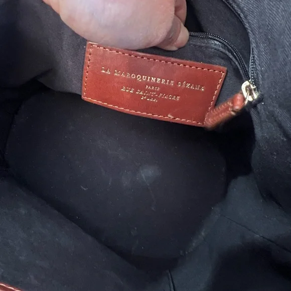 Sezane Farrow cognac leather bucket purse large - Picture 5 of 7